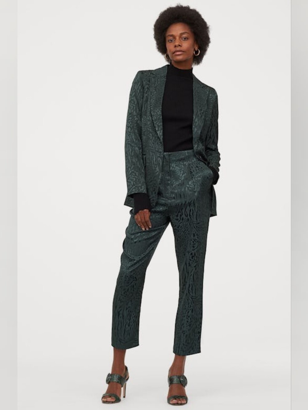 Two Tone Green Leopard Print Blazer